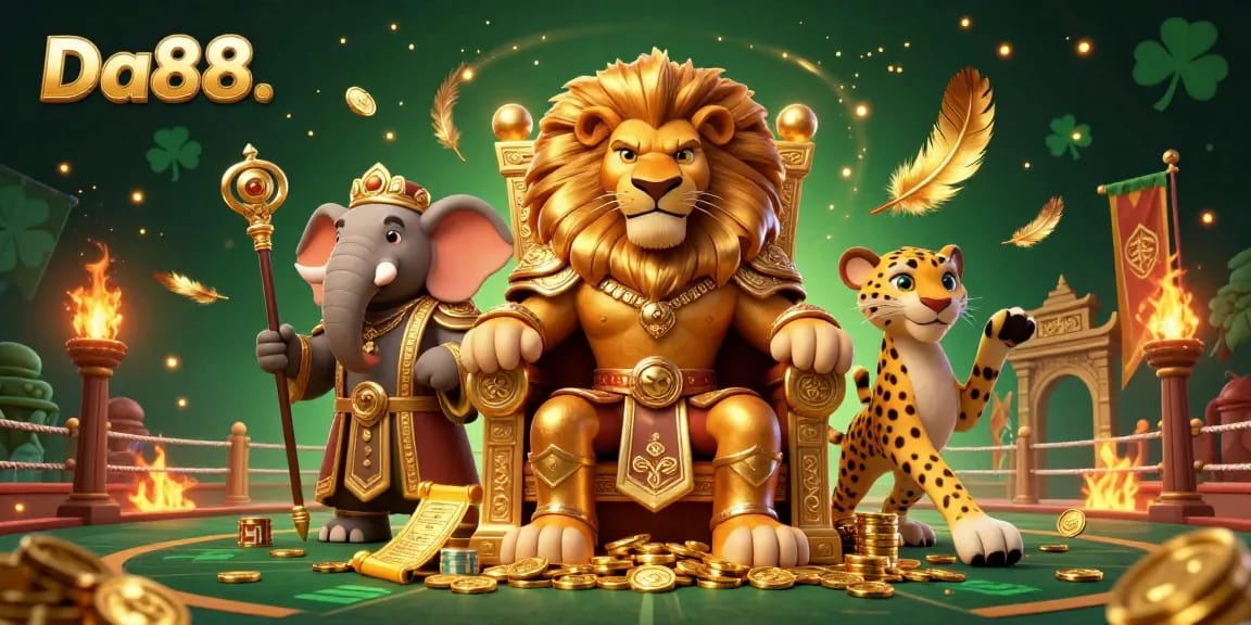 Engage with thrilling games at Da88. Experience adventure with a lion king and lively gaming elements.