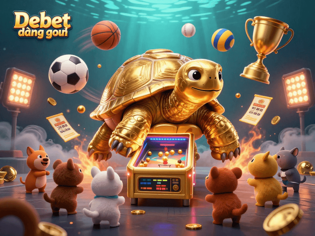 Bet on Debet đăng nhập with thrilling sports action encapsulated in a festive casino atmosphere.
