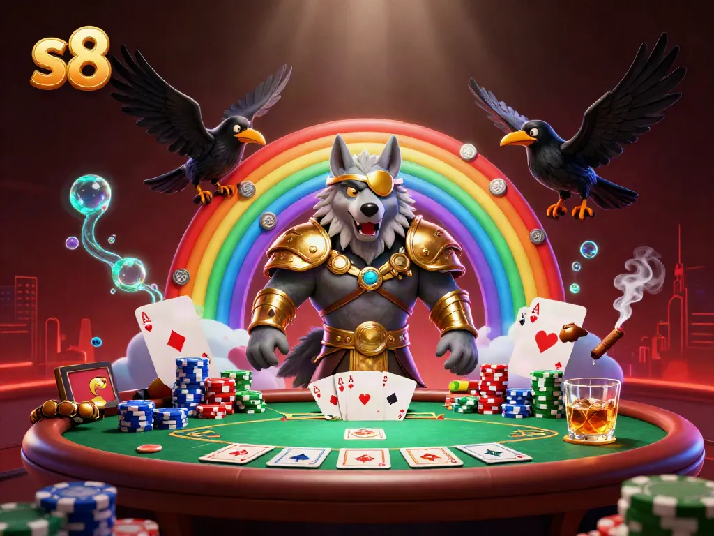 Experience thrilling gameplay at S8 with a vibrant casino scene featuring Odin and ravens.