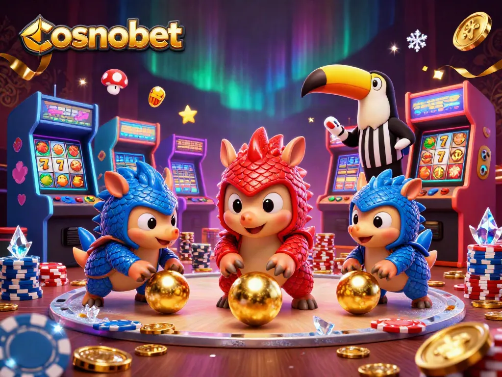Spin and win at cosmobet with vibrant pangolins and engaging slot elements in an exciting casino scene.