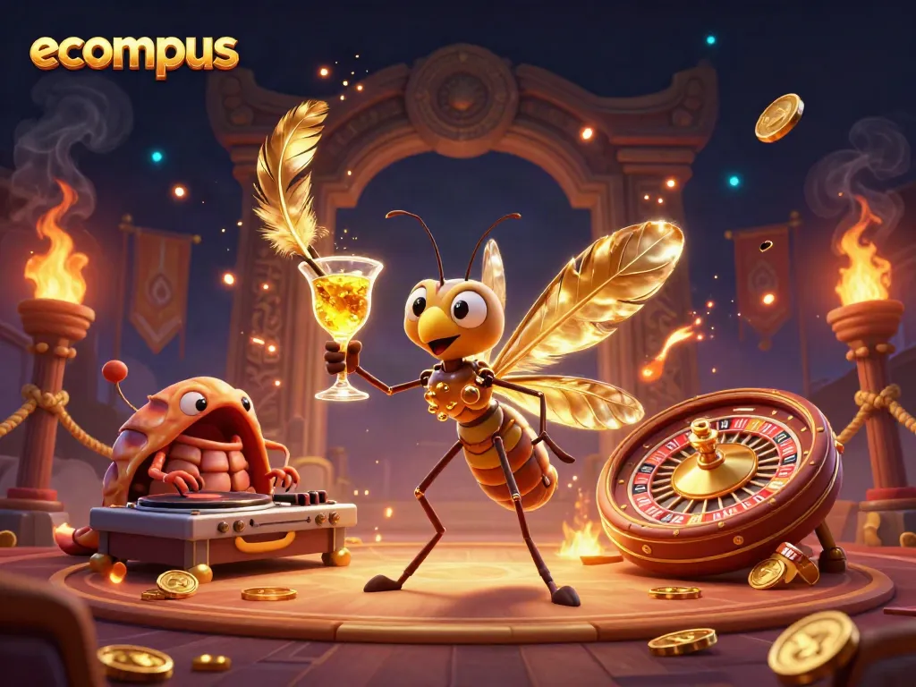 Experience dynamic gaming with ecompus: a vibrant casino scene featuring a prehistoric DJ and more.