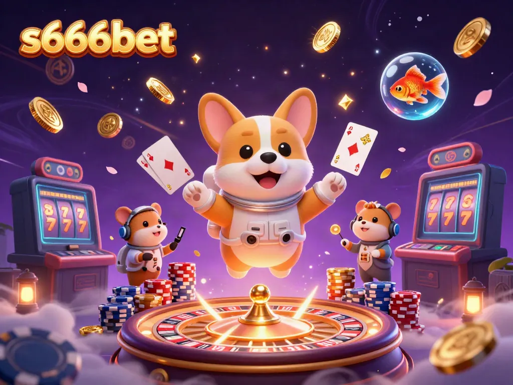 Experience the thrilling universe of s666bet with this captivating 3D space casino illustration.