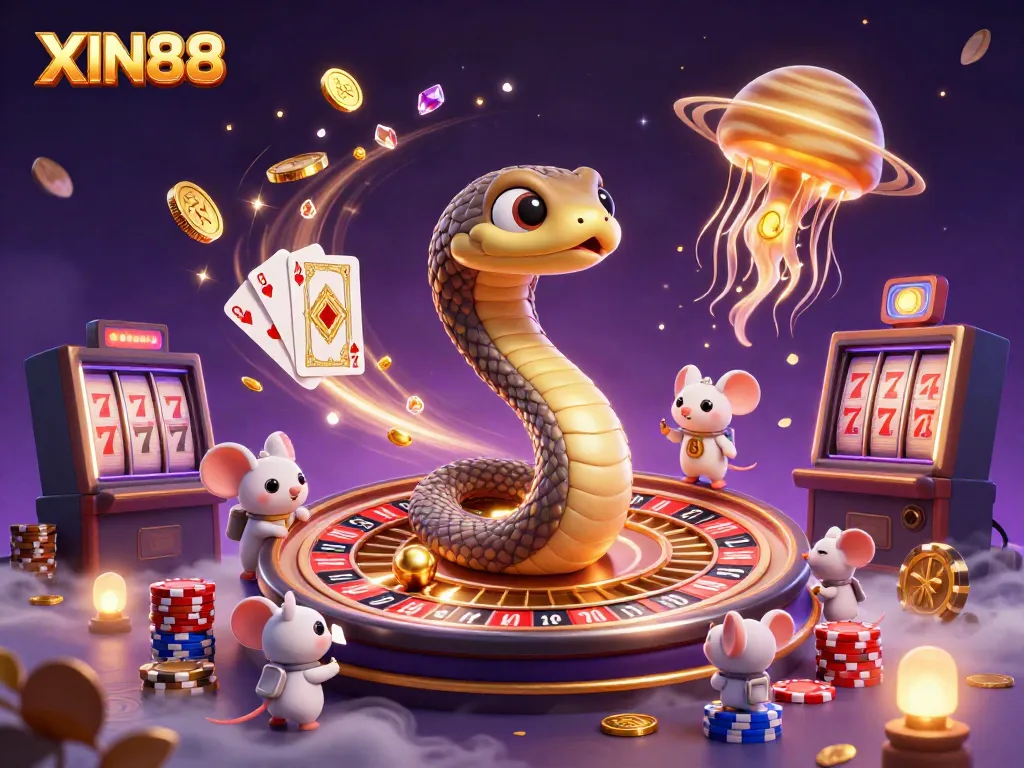 Experience excitement at XIN88 with a cosmic casino adventure, showcasing thrilling games and vibrant characters.
