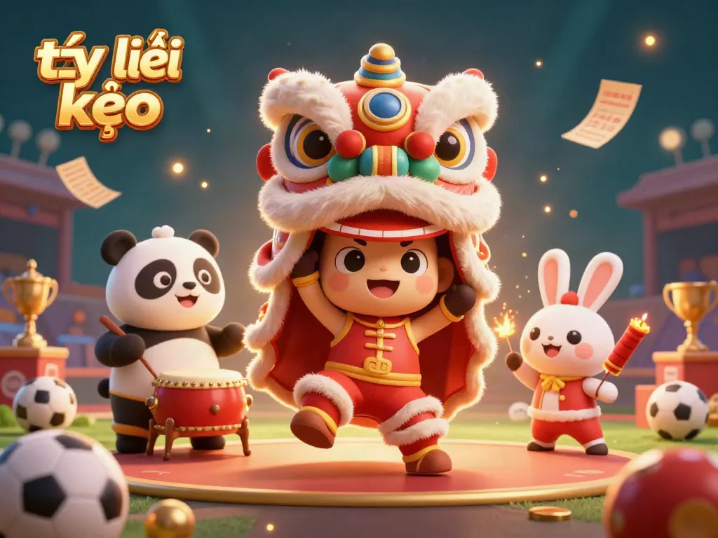 Engage with the vibrant tỷ lệ kèo sports betting scene featuring cute characters and dynamic elements.