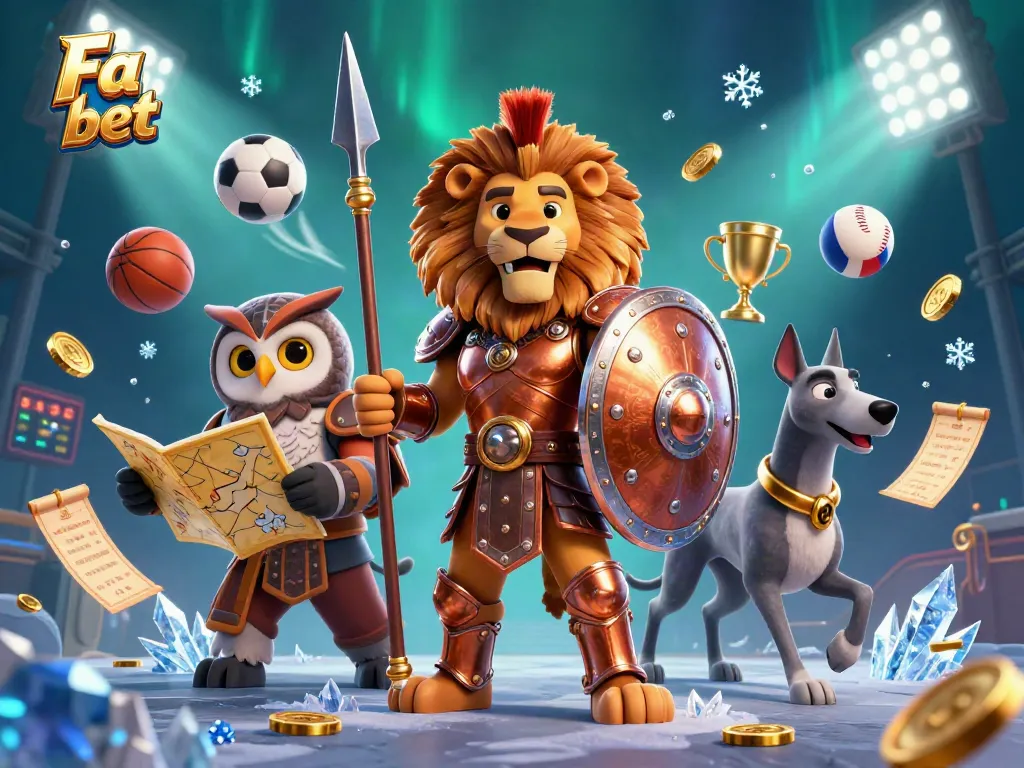 Engage in thrilling sports betting action with Fa bet, featuring a Spartan lion, owl strategist, and greyhound messenger.