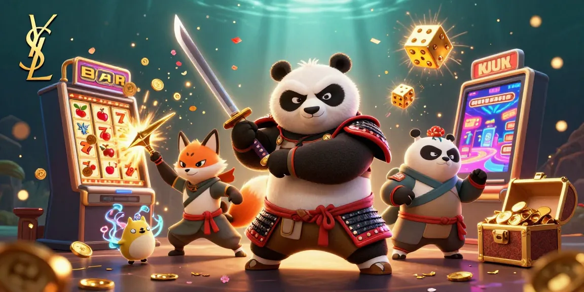 Experience the thrill of ysl casino with a dynamic 3D scene of samurai panda and ninja fox.